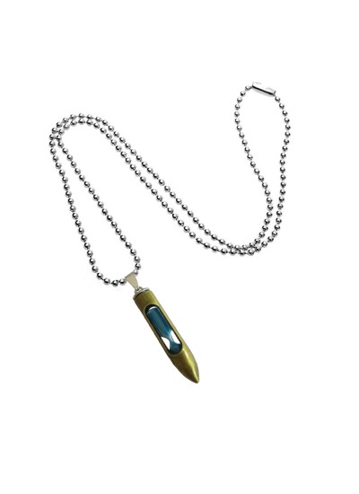 Bullet Glass Blue Sand Timer Pendant By Menjewell